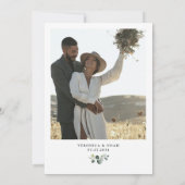 Hydrangea White Rose Garden Greenery Fotobruiloft Kaart (Achterkant)