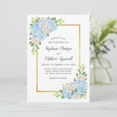 Hydrangea White Rose Gold Waterverf Wedding Kaart (Staand voorkant)