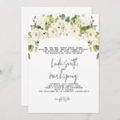Hydrangea, witte bloemen, bruiloft uitnodiging (Voorkant / Achterkant)