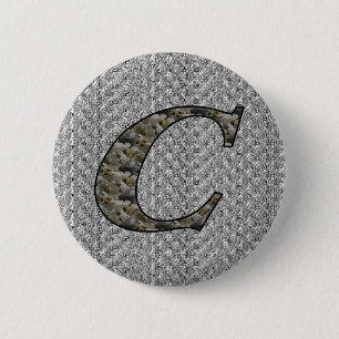 Hydrangeabloemen met initiaal C monogram Ronde Button 5,7 Cm