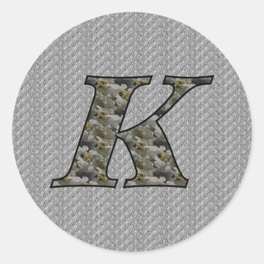 Hydrangeabloemen met initiaal K monogram Ronde Sticker (Voorkant)