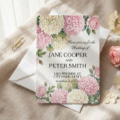Hydrangeas and roses Budget Wedding Invitation