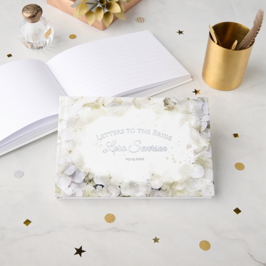 Hydrangeas Blanches Lettres à l'Épouse en Aquarell (Recto ouvert)