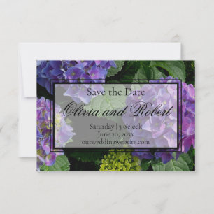 Hydrangeas blauw paarse bloementuin save the date