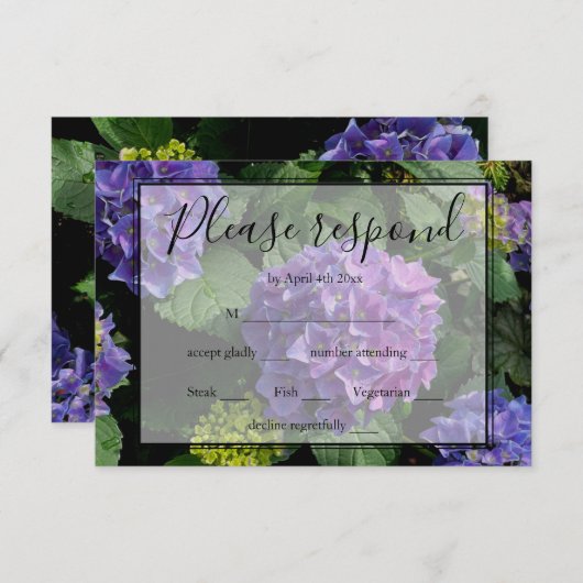 Hydrangeas bleu violet fleuri jardin fleuri RSVP (Devant / Derrière)