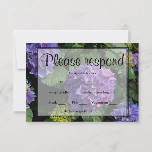 Hydrangeas bleu violet fleuri jardin fleuri RSVP (Devant)