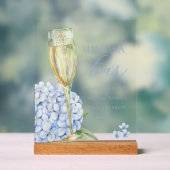 Hydrangeas Bleus & Bar Mimosa en Verre Doré (Neutre)