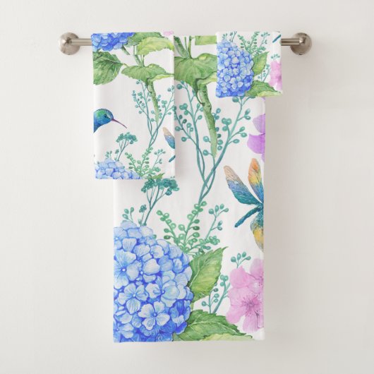 Hydrangeas Bleus Et Colibris (En situation)