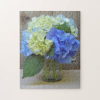Hydrangeas Blue Mason Jar Floral