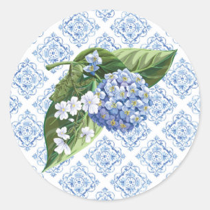 Hydrangeas Blue Tegel Envelope Seals Ronde Sticker