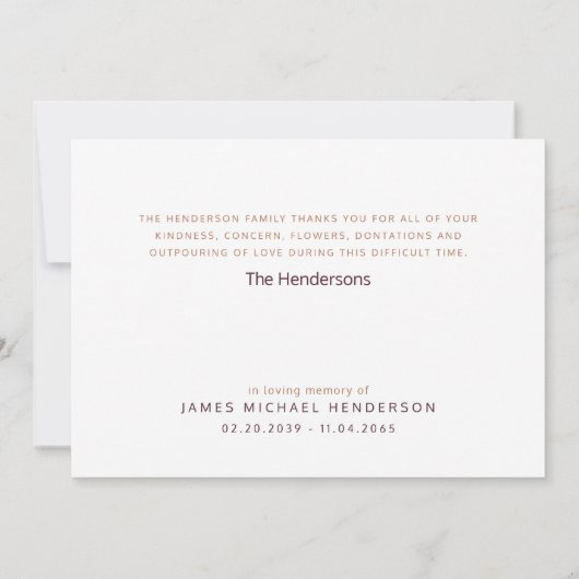 Hydrangeas Botanique Funérailles Merci simple (Dos)