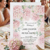 Hydrangeas couleurs rose pastel. Invitation de mar