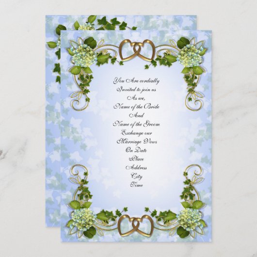 Hydrangeas de printemps faire-part de mariage (Devant / Derrière)