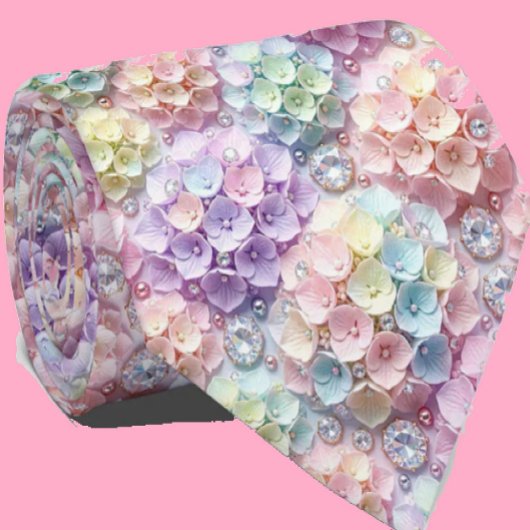 Hydrangeas & Diamonds | Pastel Regenboog Stropdas