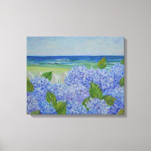 Hydrangeas door het Zee: verpakt canvas