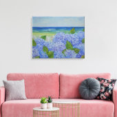 Hydrangeas door het Zee: verpakt canvas (Insitu (Woonkamer))
