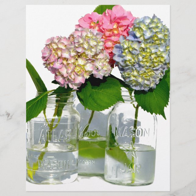 Hydrangeas en Mason jar (Voorkant)