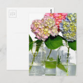Hydrangeas en Mason jar Briefkaart (Voorkant / Achterkant)