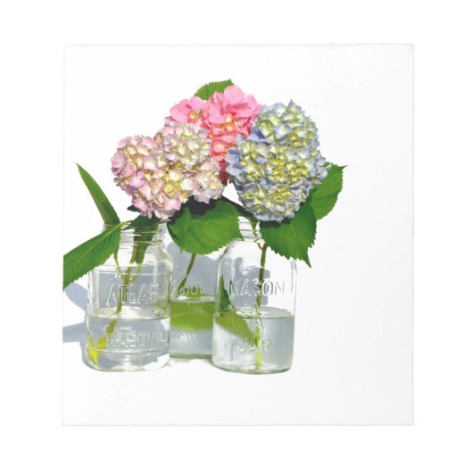 Hydrangeas en Mason jar Notitieblok (Voorkant)