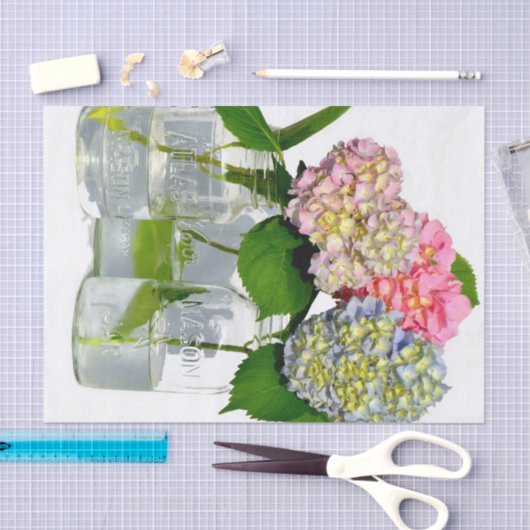 Hydrangeas en Mason jar Tissuepapier (Craft)
