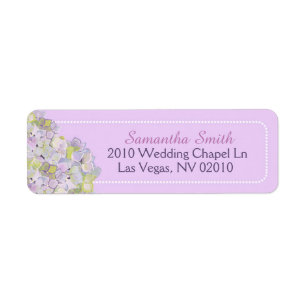 Hydrangeas en parels trouwlabels etiket
