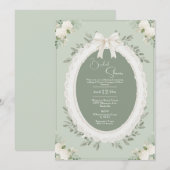 Hydrangeas et dentelle de sauge verte Invitation d (Devant / Derrière)