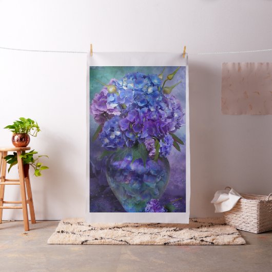 Hydrangeas in Hydrangea Vase Art Fabric Stof (Voorbeeld)