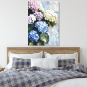 Hydrangeas in vet beroertes canvas afdruk (Insitu (Slaapkamer))