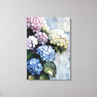 Hydrangeas in vet beroertes canvas afdruk
