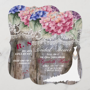 Hydrangeas Lace & Barn Wood Vrijgezellenfeest Kaar Kaart