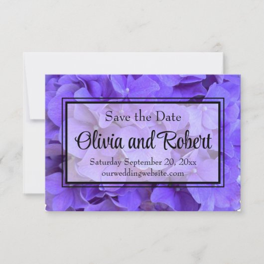 Hydrangeas Lavendel lila Save The Date (Voorkant)