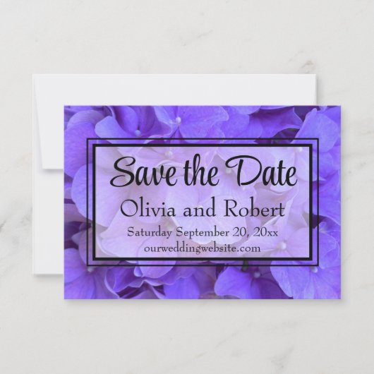 Hydrangeas Lavendel lila Save The Date (Voorkant)