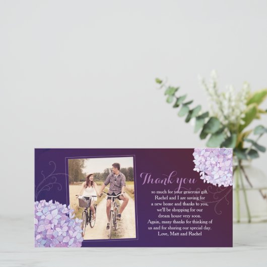 Hydrangeas Mariage profond violet Merci photo (Debout devant)