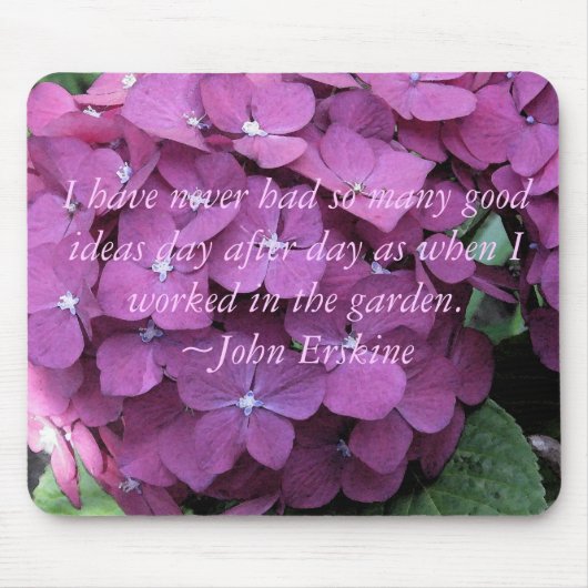 Hydrangeas Mousepad w/Gardening quote Muismat (Voorkant)