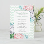Hydrangeas op Chevron Bridal Shower Invitation Kaart (Staand voorkant)