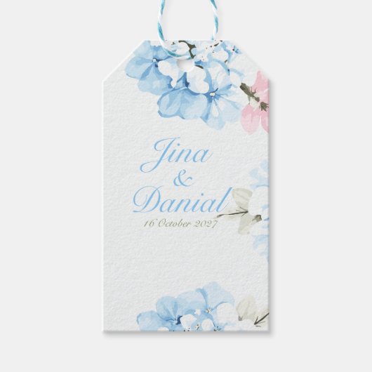 Hydrangea's Pastel Bloei Cadeaulabel (Voorkant)