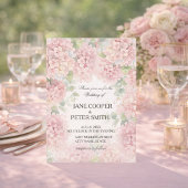 Hydrangeas pastel pink colours. Wedding Invitation