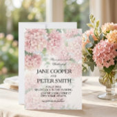 Hydrangeas pastel pink colours. Wedding Invitation Kaart