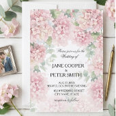 Hydrangeas pastel pink colours. Wedding Invitation Kaart