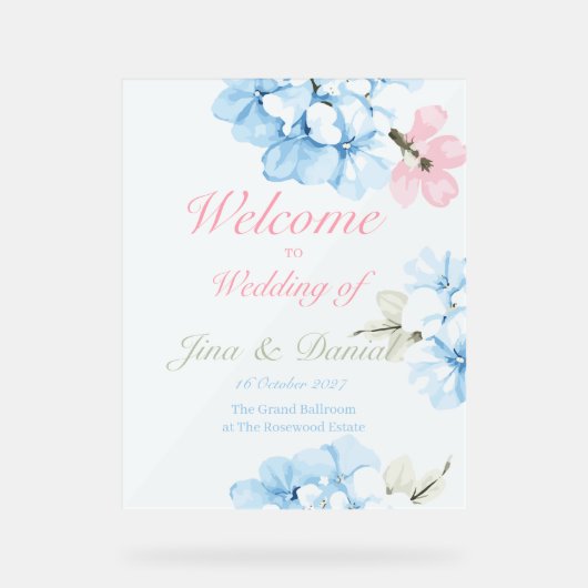 Hydrangeas pastelbloem acryl bord (Voorkant)