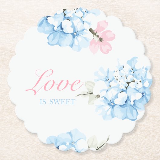 Hydrangeas pastelbloem kartonnen onderzetters (Voorkant)