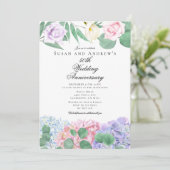 Hydrangeas Roses Wedding Anniversary Invitations (Debout devant)