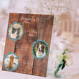 Hydrangeas Rustic Wood 3 Foto Signature Pet Drink Reclamebord Met Voetstuk