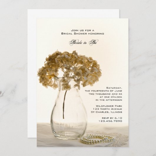 Hydrangeas séchées Invitation à la douche nuptiale (Devant / Derrière)