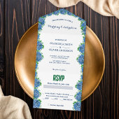 Hydrangeas Waterverf in één bruiloft All In One Uitnodiging