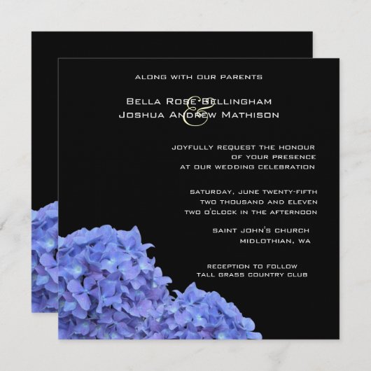 Hydrangeas Wedding Invitation Kaart (Voorkant / Achterkant)