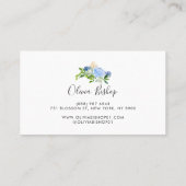 Hydrangée bleu aquarelle | Carte de visite floral (Dos)