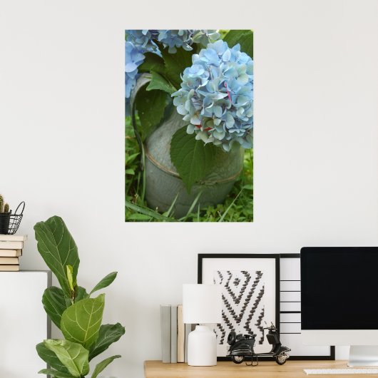 Hydrangée Bleue Avec Poster (Bureau à domicile)