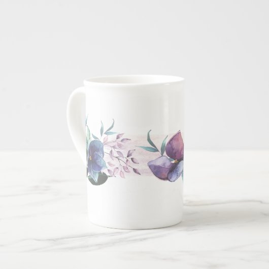 Hydrangée bleue contemporaine Os floral Chine Mug (Devant gauche)