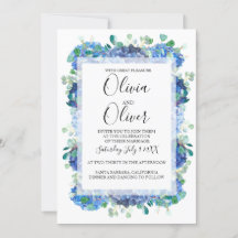 hydrangée bleue faire-part de mariage